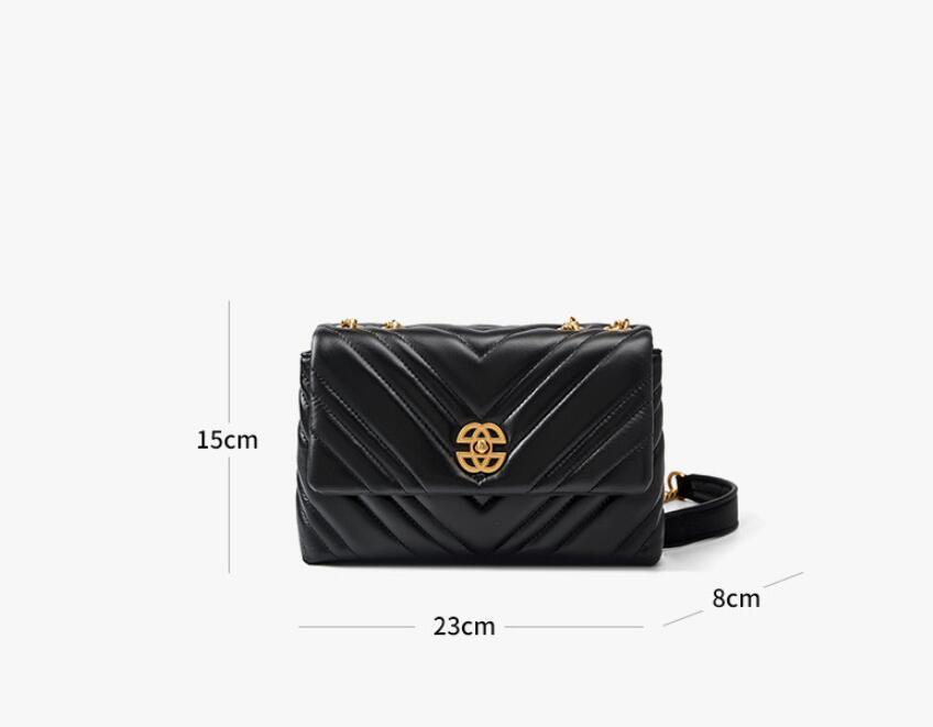 Women's Leather Diamond Chain Square Shoulder Messenger Bag - ANIBEY