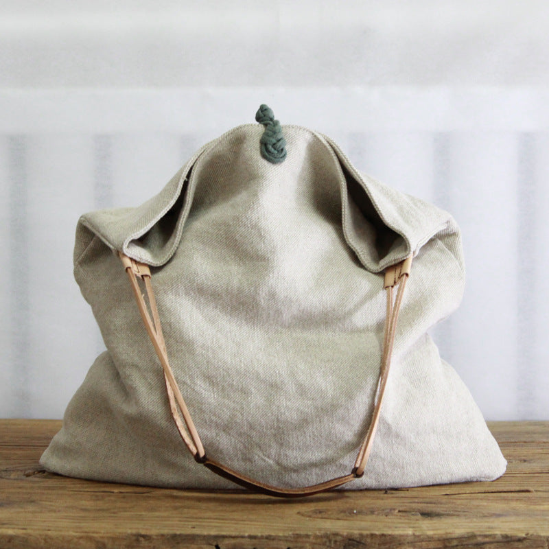 Casual One-shoulder Literary Hand Cloth Bag Handmade Disc Buckle Large Capacity - ANIBEY