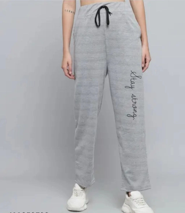 Cotton Blend Straight Fit Trouser for Women (Grey, M) - ANIBEY