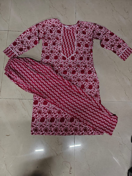Floral Printed Women Cotton Women Kurta With Pant (2 Psc Set) - ANIBEY