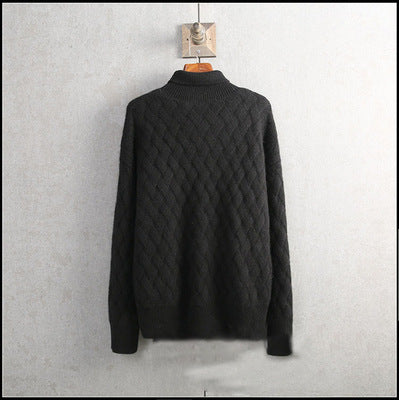 Women's padded pullover sweater wool loose knit - ANIBEY