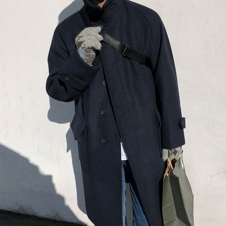 British Style Woolen Trench Coat for Men - ANIBEY