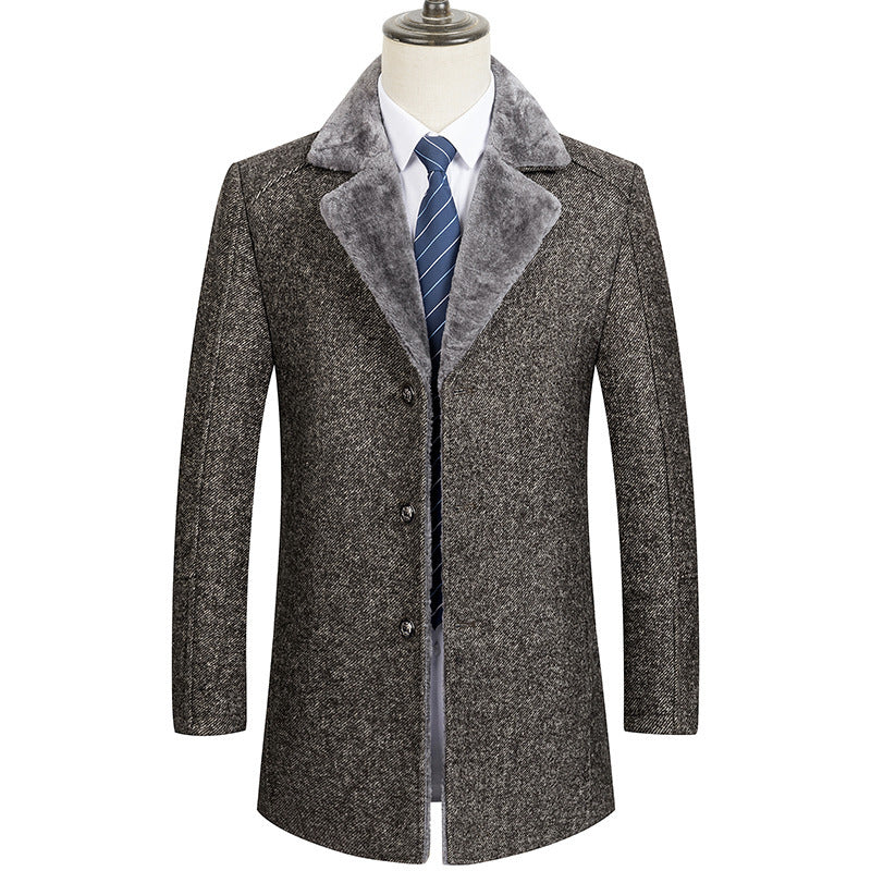 Woolen Coat Autumn And Winter Clothing Middle-aged Men's Lapel - ANIBEY