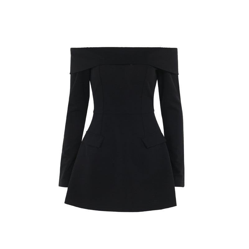 Off-shoulder A- Line Dress Women's Elegant Slim Fit - ANIBEY