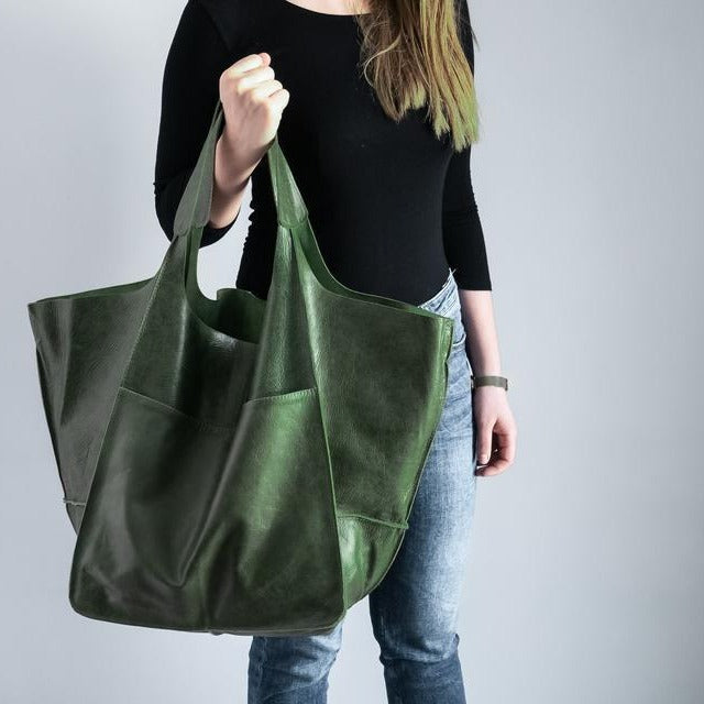 Simple Big Bag Soft Leather Large Capacity Shoulder Hand-held Tote - ANIBEY