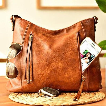 Retro Double Zipper Tassel Women's Portable Shoulder Bag - ANIBEY