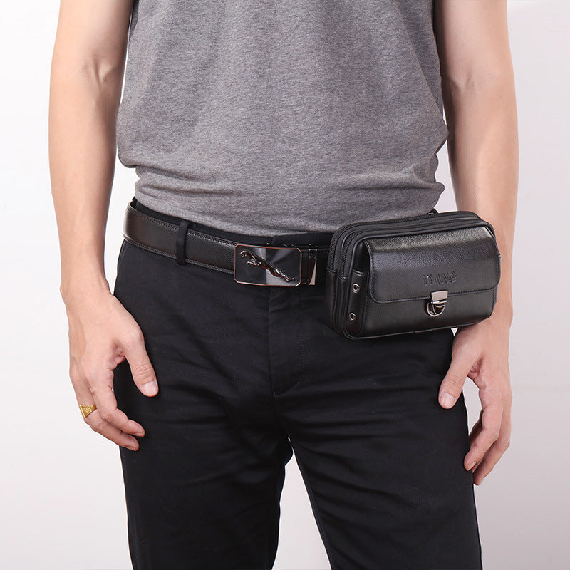Horizontal And Vertical Leather Belt Mobile Phone Bag - ANIBEY