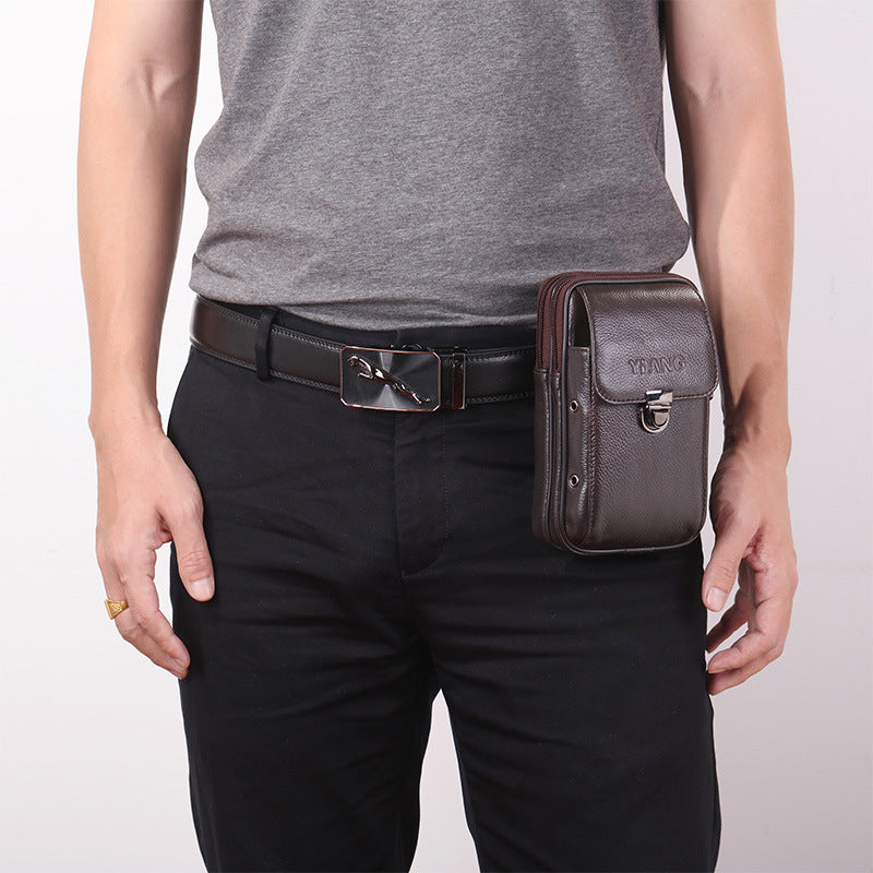 Horizontal And Vertical Leather Belt Mobile Phone Bag - ANIBEY