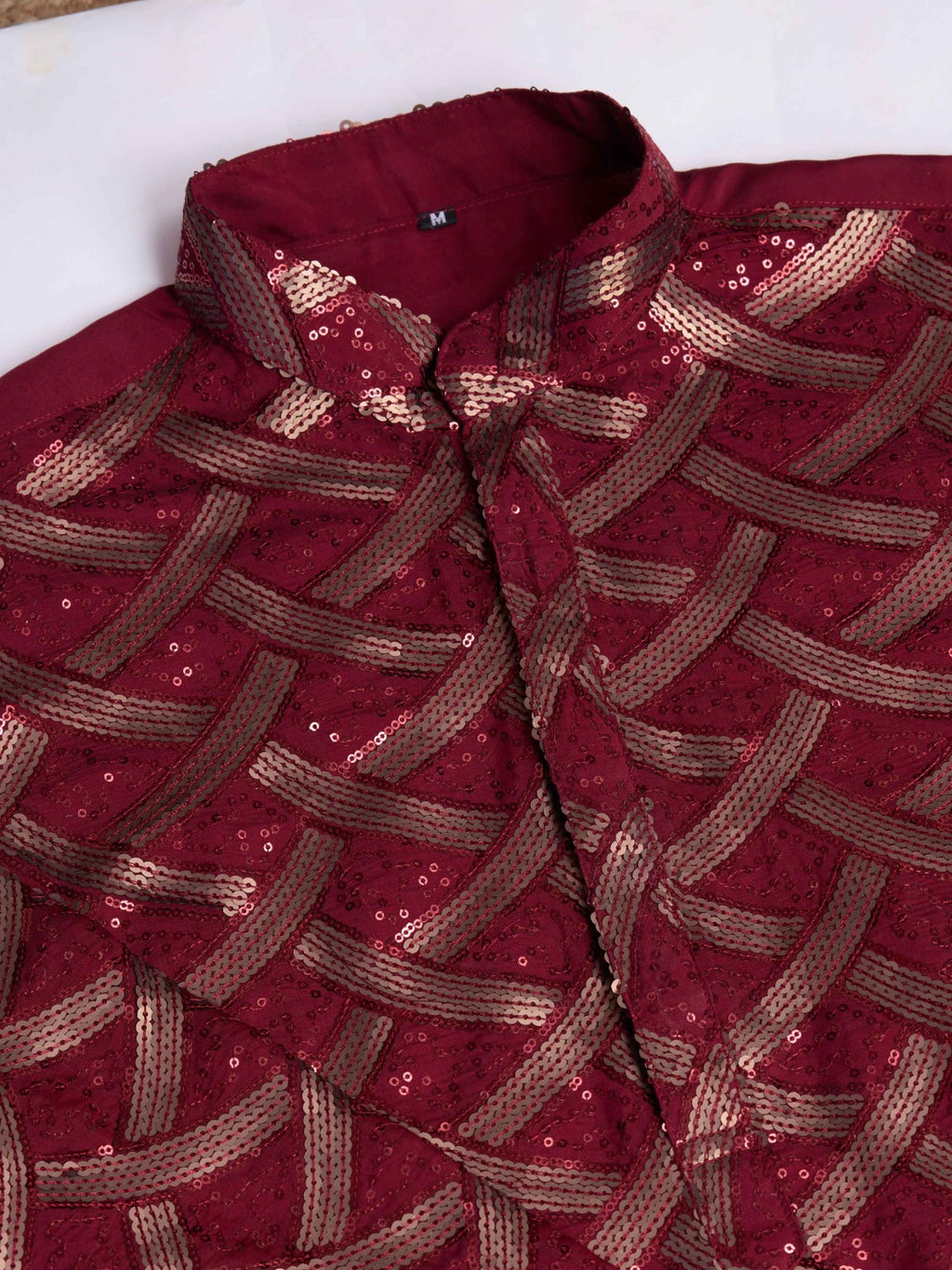 Mustard color pure silk mirror work kurta - Rawayi - ANIBEY