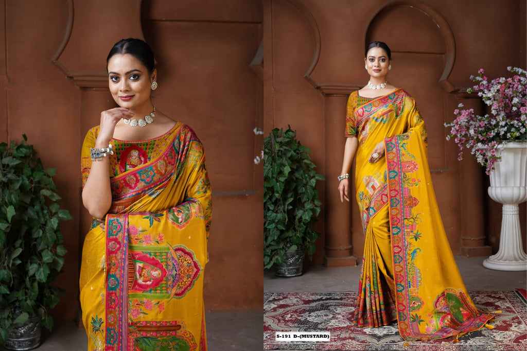 Woven Dola Silk Designer Saree – Jodhpuri Galax - ANIBEY