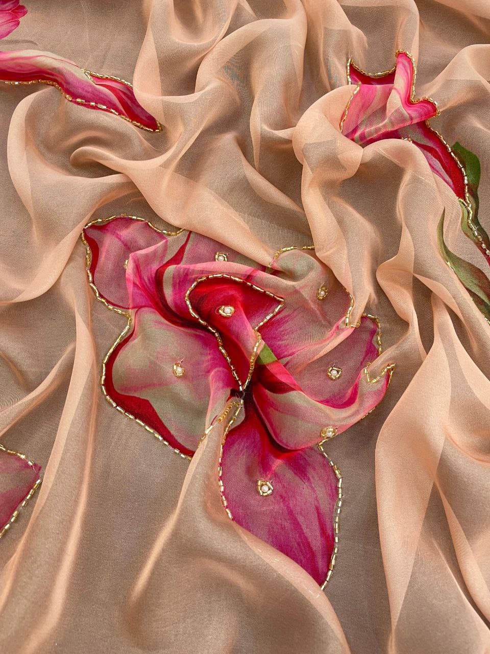 Beautiful Floral Printed Organza Saree - ANIBEY