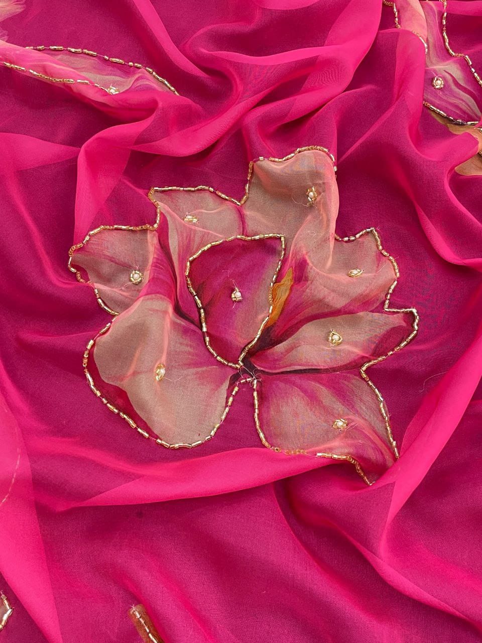 Beautiful Floral Printed Organza Saree - ANIBEY