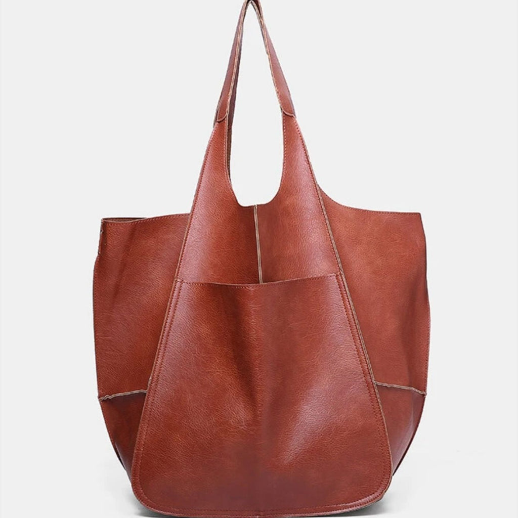 Simple Big Bag Soft Leather Large Capacity Shoulder Hand-held Tote - ANIBEY