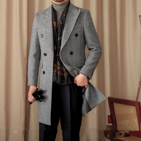 Italian Slim-Fit Warm Trench Coat For Men - ANIBEY