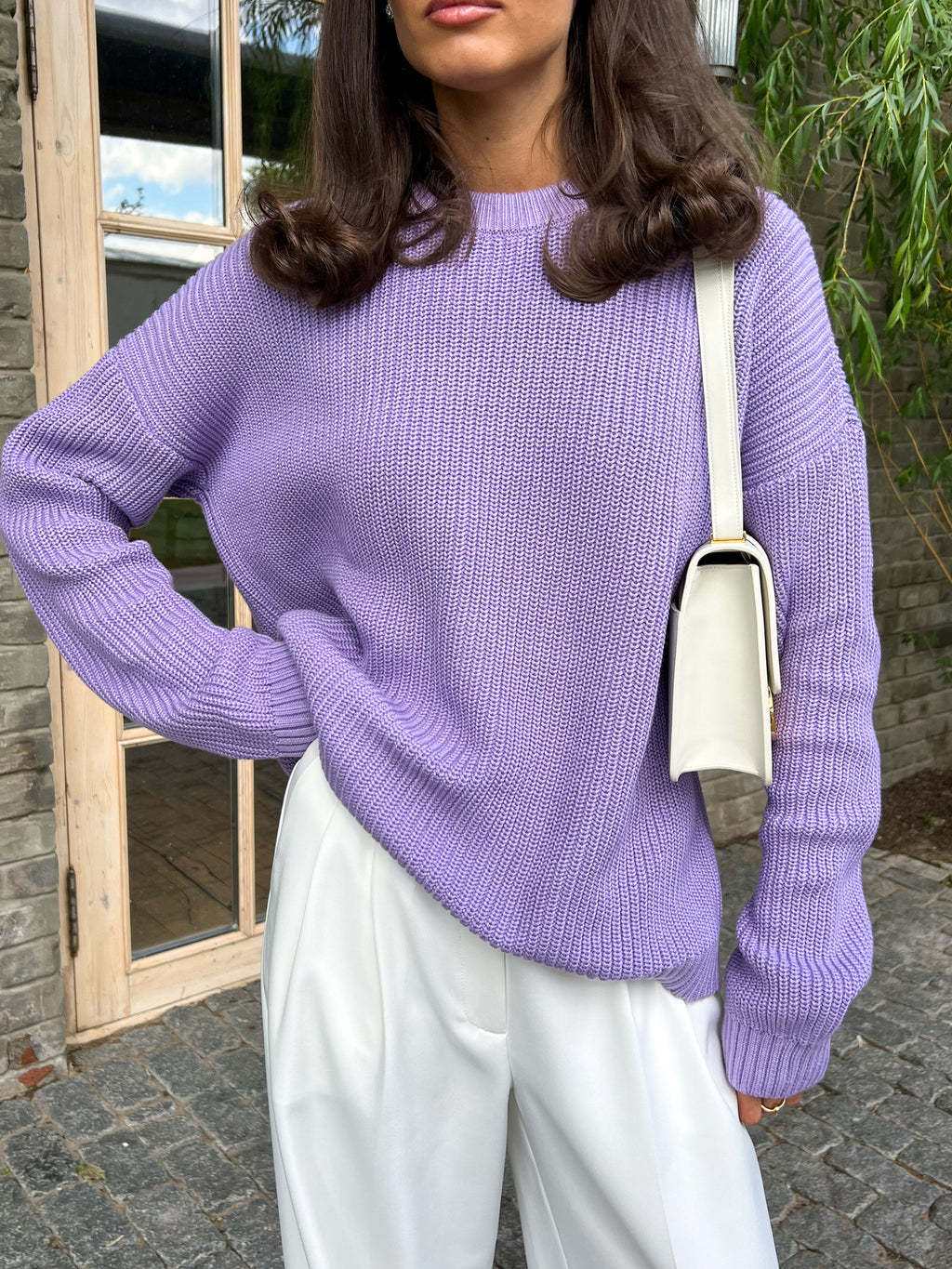 Women Sweater Round Neck loose Solid Color Sweater - ANIBEY