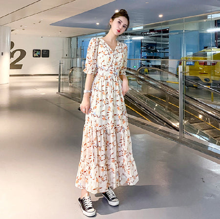 Female Floral High Waist Skinny Long Skirt Beach - ANIBEY