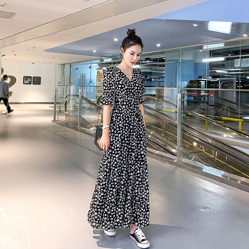 Female Floral High Waist Skinny Long Skirt Beach - ANIBEY