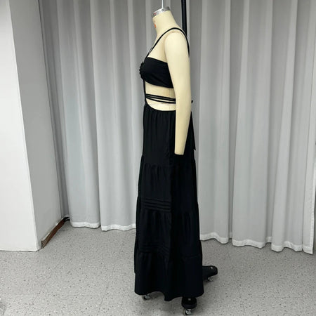 Fashion Sexy Tube Top Solid Color Wide Leg One-piece Trousers - ANIBEY