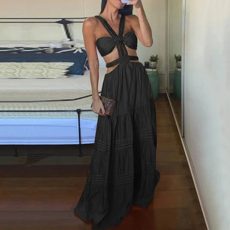 Fashion Sexy Tube Top Solid Color Wide Leg One-piece Trousers - ANIBEY