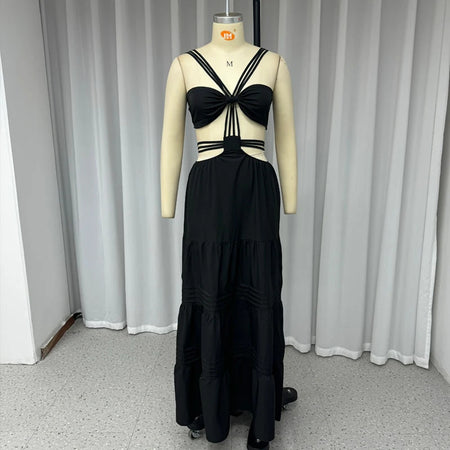 Fashion Sexy Tube Top Solid Color Wide Leg One-piece Trousers - ANIBEY