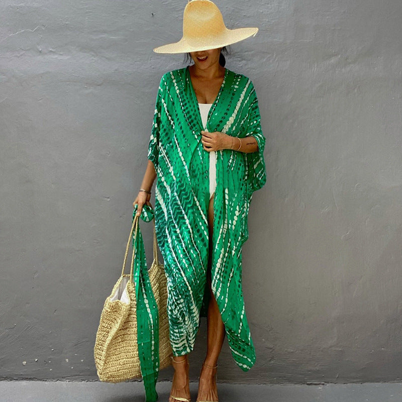 Polyester Ladies Sun Protection Resort Beach Dress Cover Up - ANIBEY