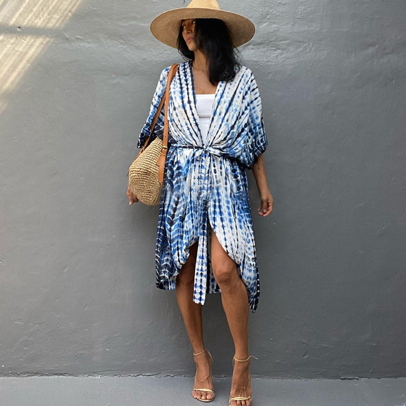 Polyester Ladies Sun Protection Resort Beach Dress Cover Up - ANIBEY