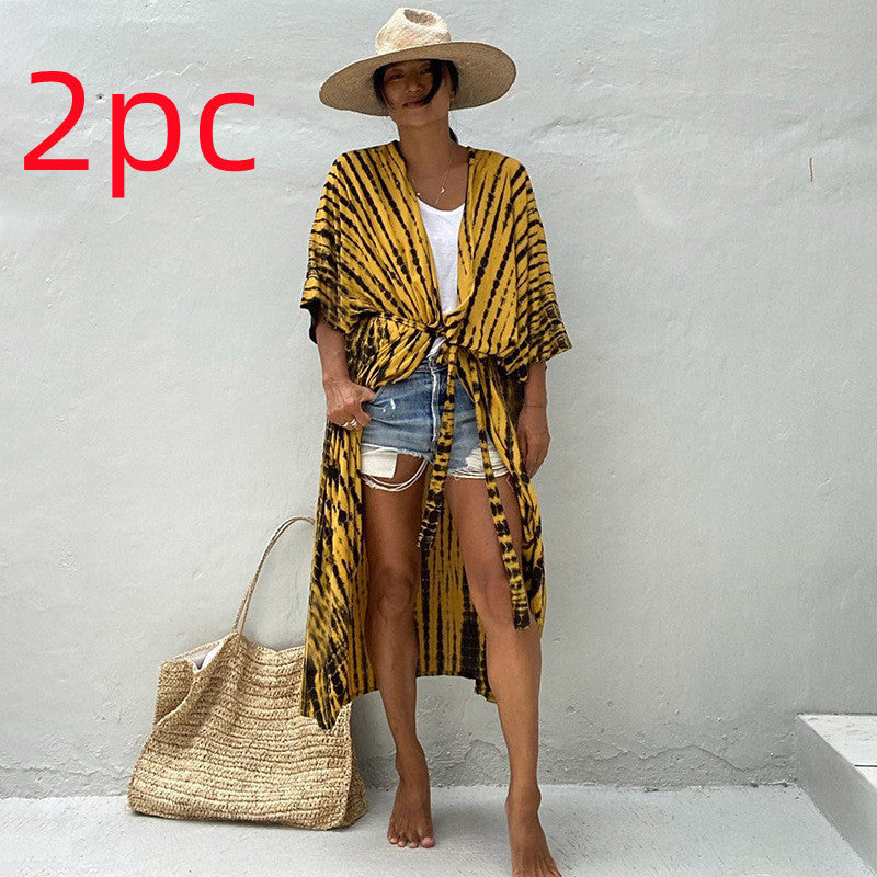 Polyester Ladies Sun Protection Resort Beach Dress Cover Up - ANIBEY