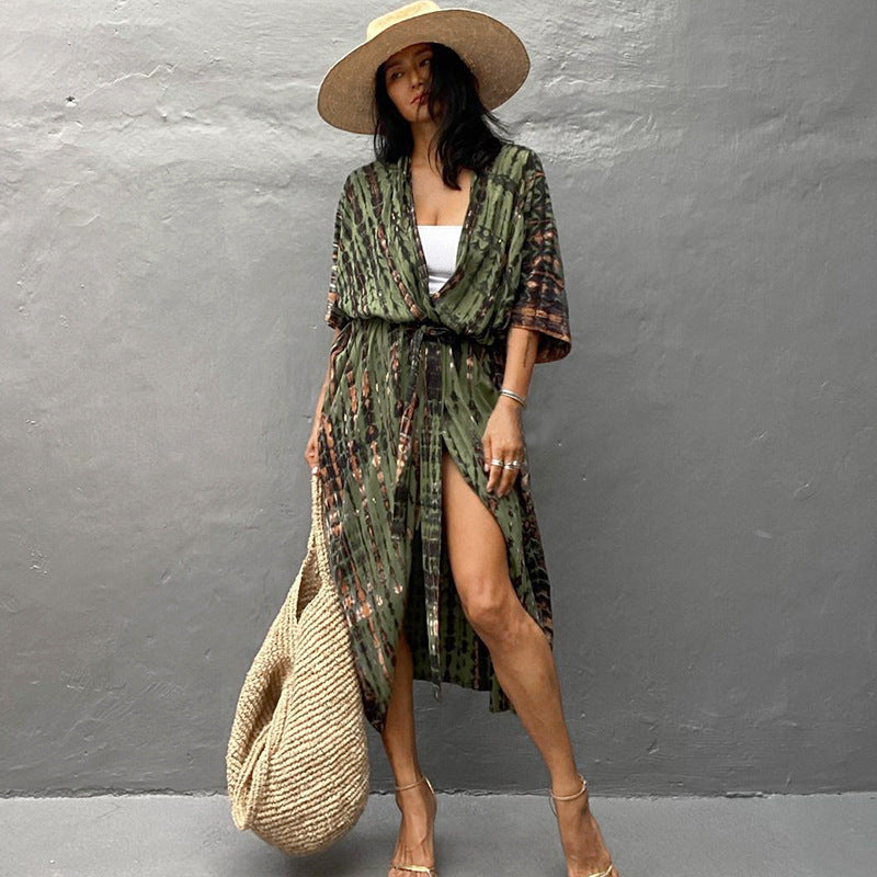 Polyester Ladies Sun Protection Resort Beach Dress Cover Up - ANIBEY