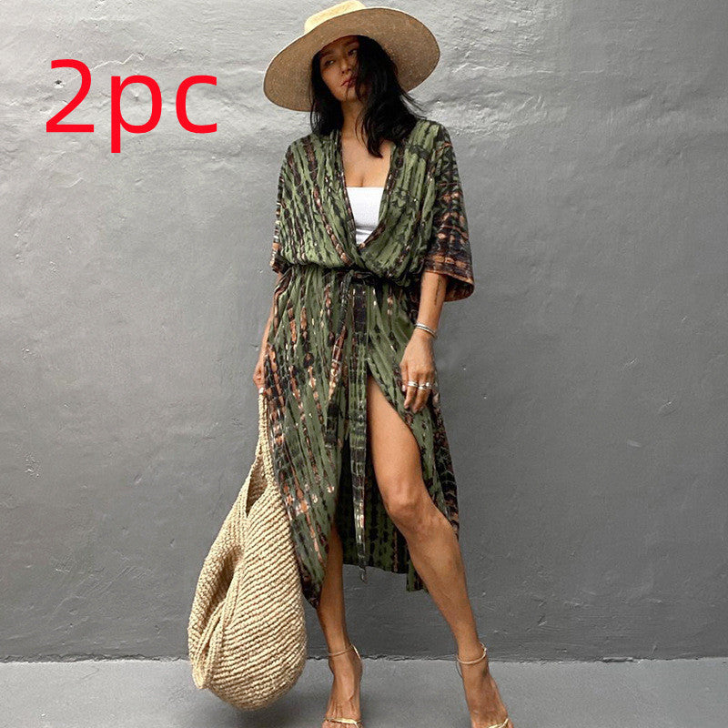 Polyester Ladies Sun Protection Resort Beach Dress Cover Up - ANIBEY