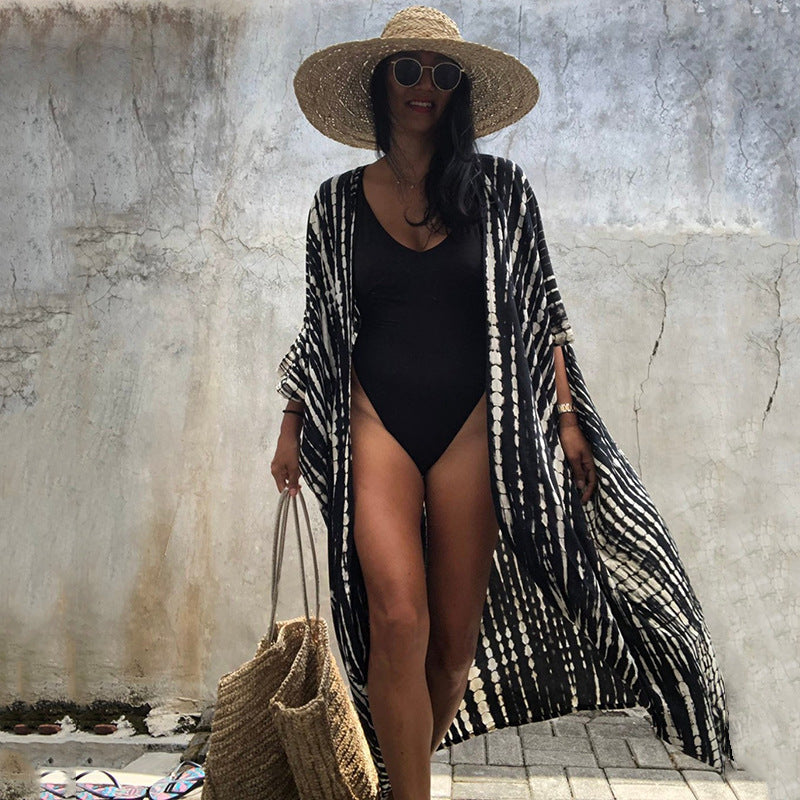 Polyester Ladies Sun Protection Resort Beach Dress Cover Up - ANIBEY