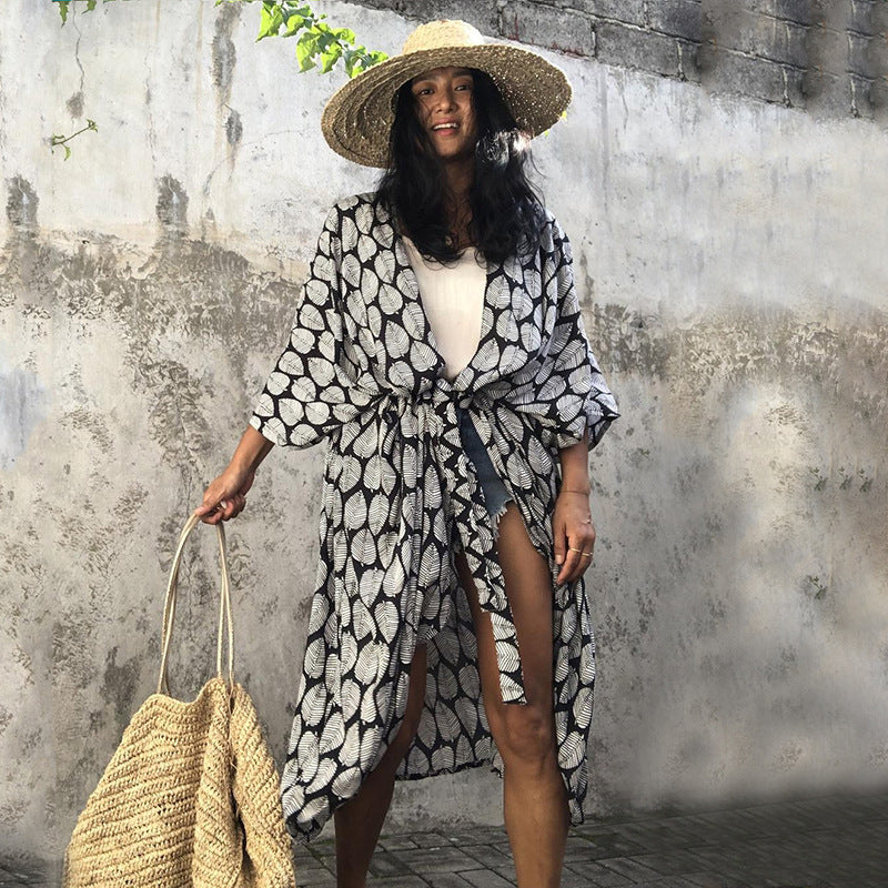 Polyester Ladies Sun Protection Resort Beach Dress Cover Up - ANIBEY