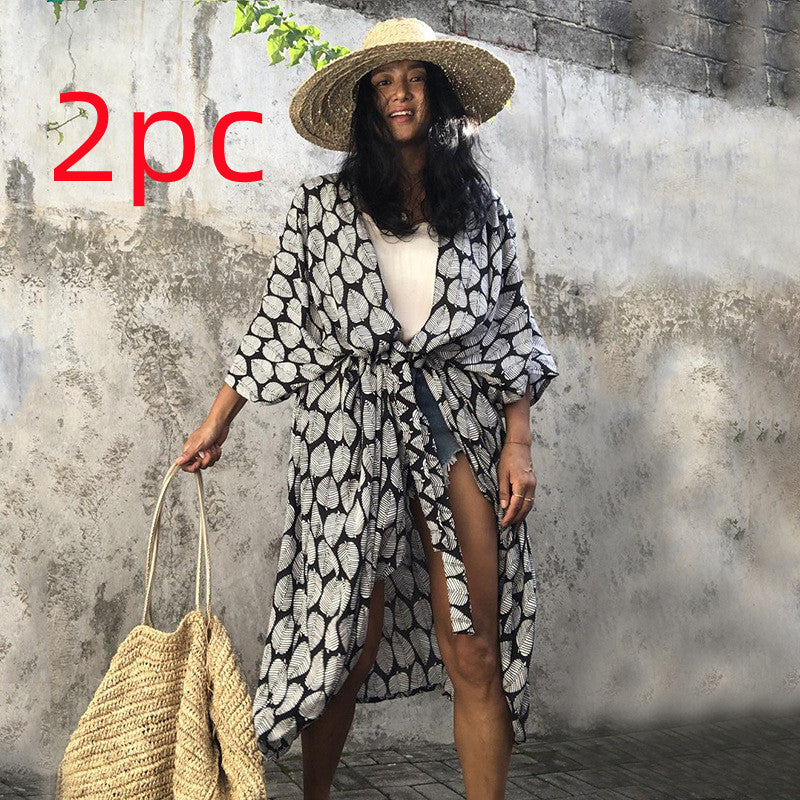 Polyester Ladies Sun Protection Resort Beach Dress Cover Up - ANIBEY