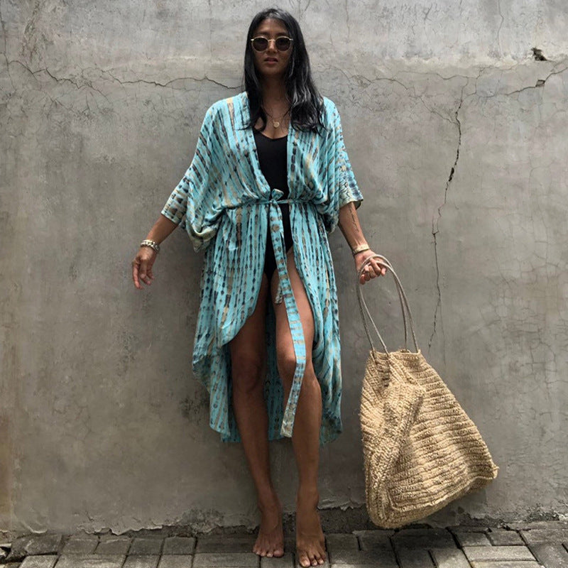 Polyester Ladies Sun Protection Resort Beach Dress Cover Up - ANIBEY