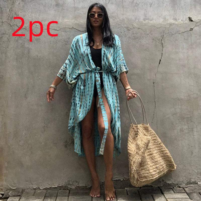 Polyester Ladies Sun Protection Resort Beach Dress Cover Up - ANIBEY