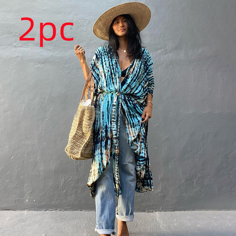 Polyester Ladies Sun Protection Resort Beach Dress Cover Up - ANIBEY