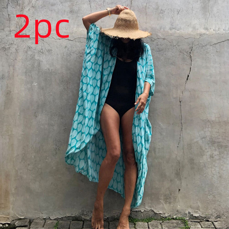 Polyester Ladies Sun Protection Resort Beach Dress Cover Up - ANIBEY