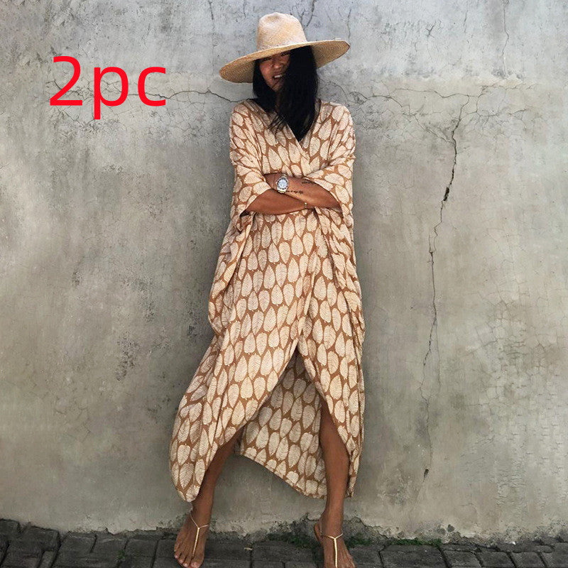 Polyester Ladies Sun Protection Resort Beach Dress Cover Up - ANIBEY