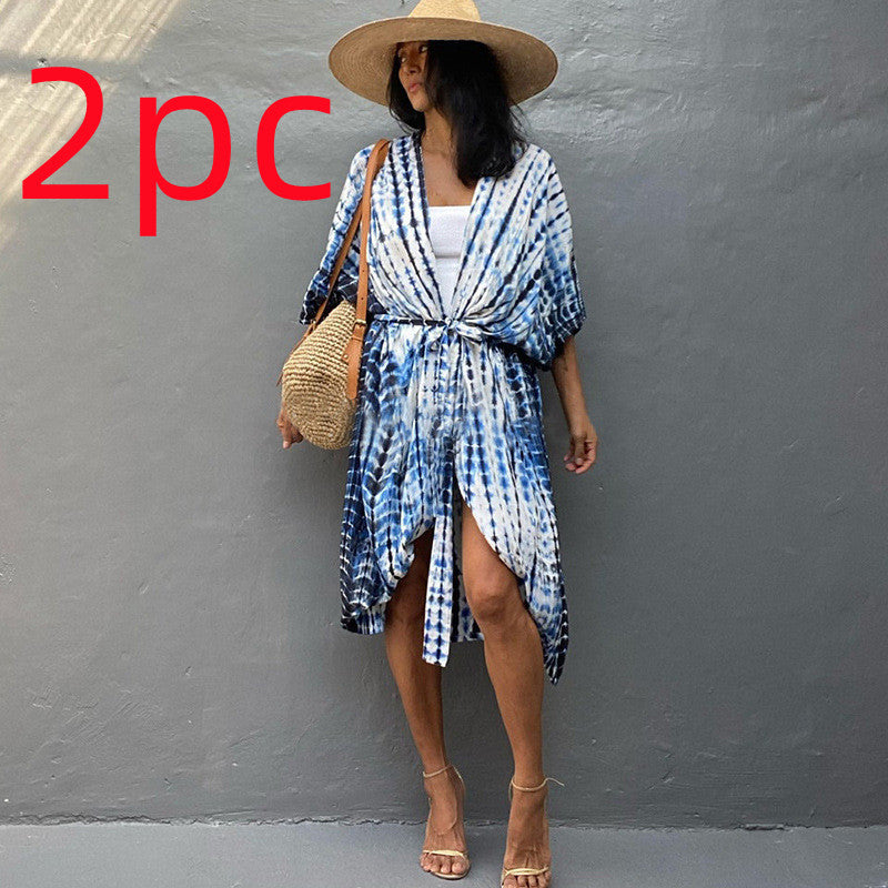 Polyester Ladies Sun Protection Resort Beach Dress Cover Up - ANIBEY