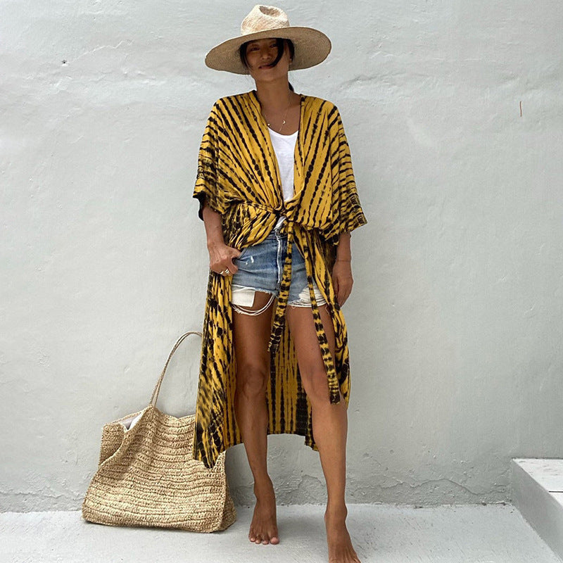 Polyester Ladies Sun Protection Resort Beach Dress Cover Up - ANIBEY