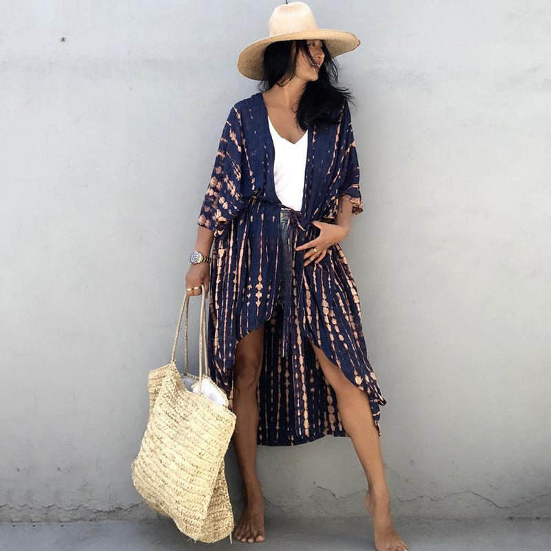 Polyester Ladies Sun Protection Resort Beach Dress Cover Up - ANIBEY