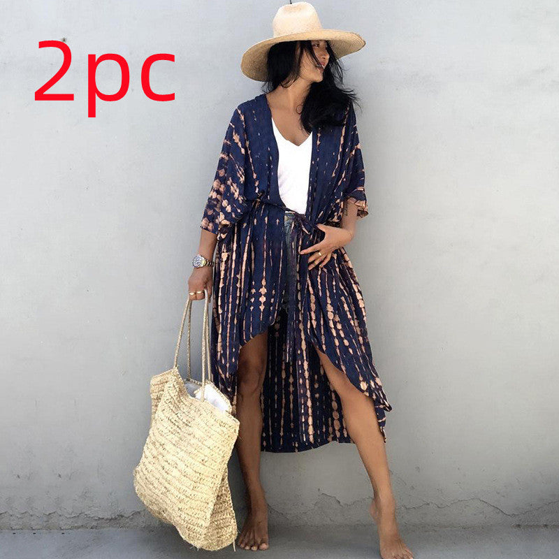 Polyester Ladies Sun Protection Resort Beach Dress Cover Up - ANIBEY