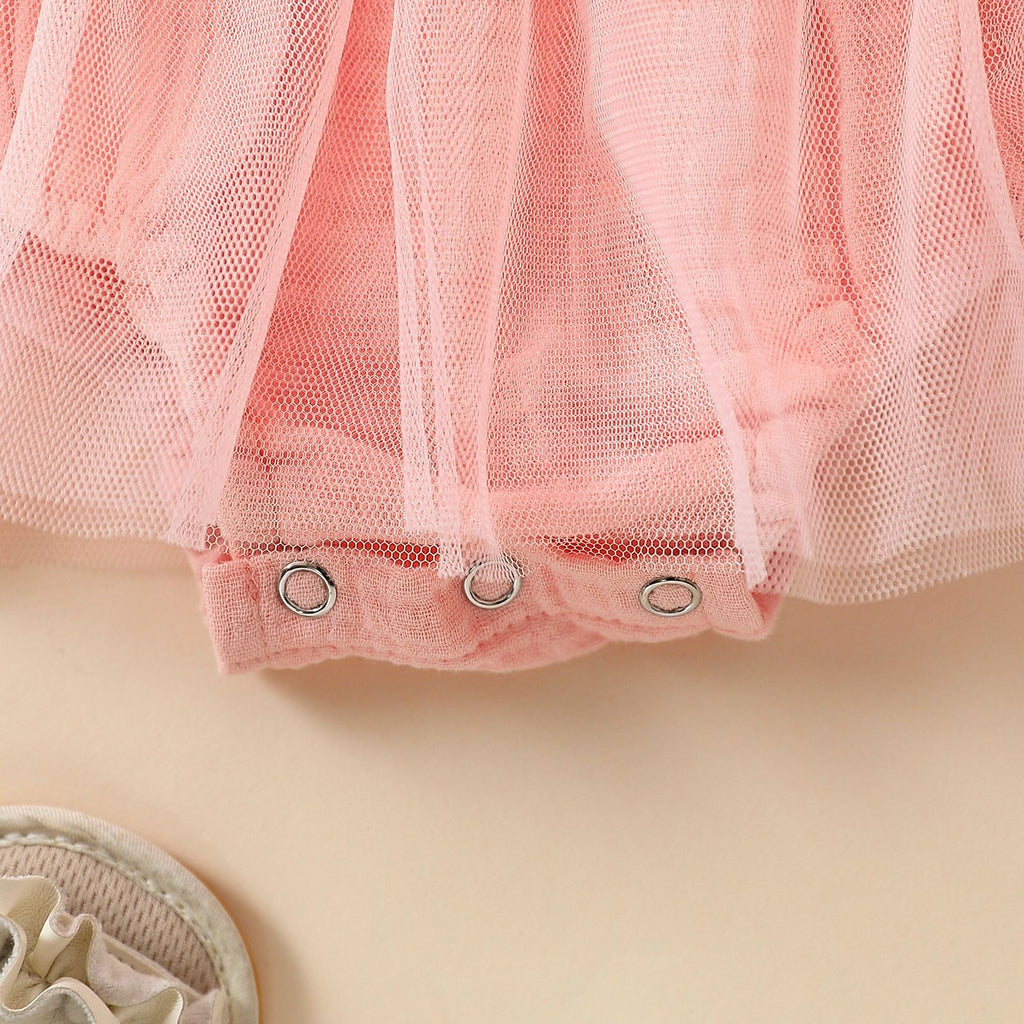 Towel Embroidery Mesh Slip Dress Bowknot Headband Two-piece Set - ANIBEY