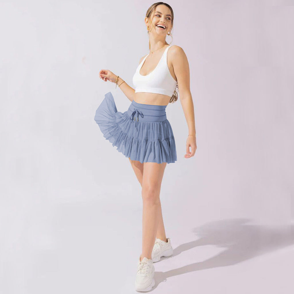 High Waist Dress Lace-up Sports Skirt With Anti-exposure Safety Pants Summer Fashion Pleated Skirt Womens Clothing - ANIBEY