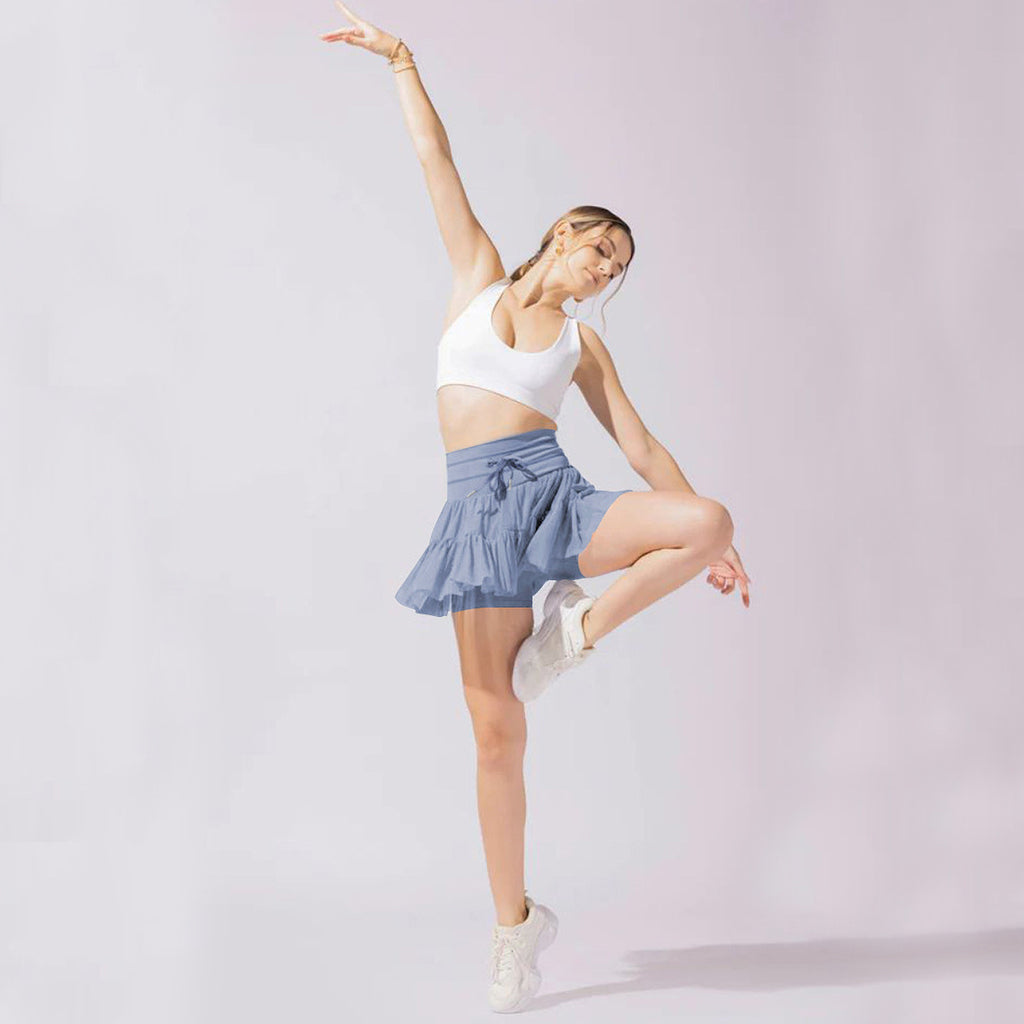 High Waist Dress Lace-up Sports Skirt With Anti-exposure Safety Pants Summer Fashion Pleated Skirt Womens Clothing - ANIBEY