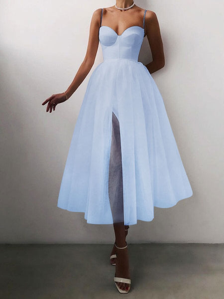 Pure Color Mesh French Retro Dress European And American Tube Top Suspender Skirt - ANIBEY