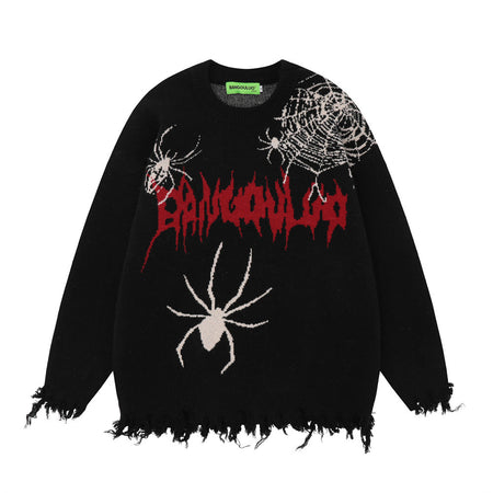 Spider Web Brocade Cotton Blend Sweater for Men - ANIBEY