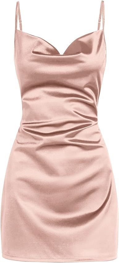 Strap Satin Backless Lace Up Dress Summer Sexy Elegant - ANIBEY