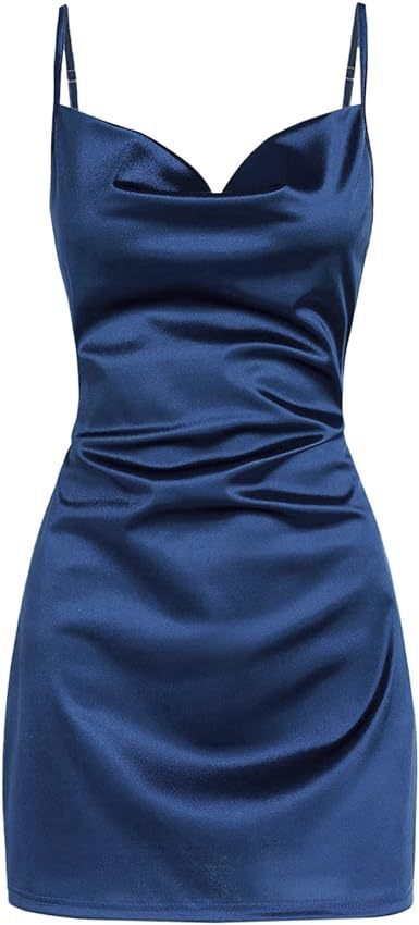Strap Satin Backless Lace Up Dress Summer Sexy Elegant - ANIBEY