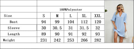 European American Summer New Solid Color And V-neck Loose Pleated Half-length Sleeve Dress - ANIBEY