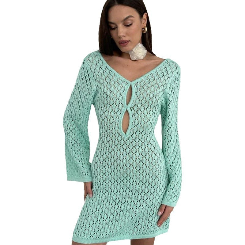 Women's Fashion Casual Solid Color Hollow Bikinumpsuit - ANIBEY